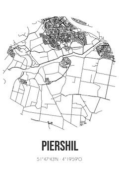 Piershil (Zuid-Holland) | Landkaart | Zwart-wit van Rezona