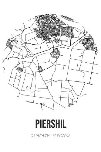 Piershil (South Holland) | Karte | Schwarz und Weiß