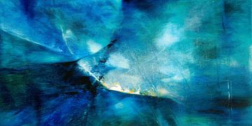 Abstracte compositie in blauw en turkoois van Annette Schmucker