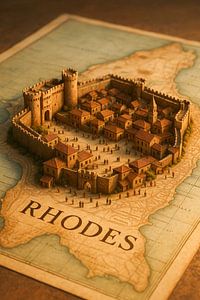 Rhodos Mittelalterliche Altstadt 3D Karte - Palast des Großmeisters Kunst