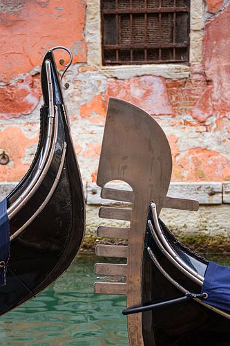 Silhouettes of gondolas in Venice