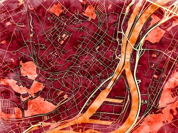 Kaart van Herstal in de stijl 'Amber Autumn' van Maporia