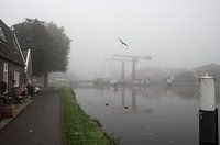 Bodegraven aan de Rijn in the fog (village in the Netherlands)