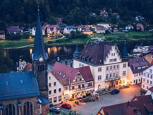 Stadt Wehlen (Saksisch Zwitserland) van Alexander Voss