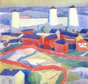 Alexander Bogomasow - Landschaft mit roten Häusern (1911)