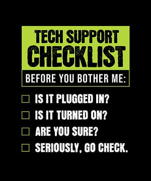 Tech Support Humor Checklist voor dagelijkse probleemoplossing van xtrendit studio
