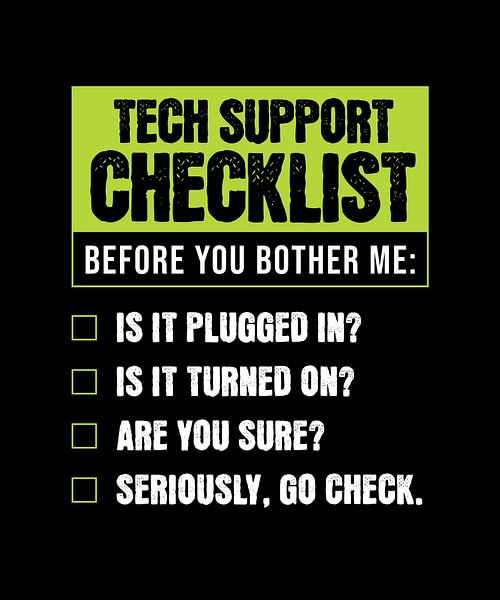 Tech Support Humor Checklist voor dagelijkse probleemoplossing van xtrendit studio