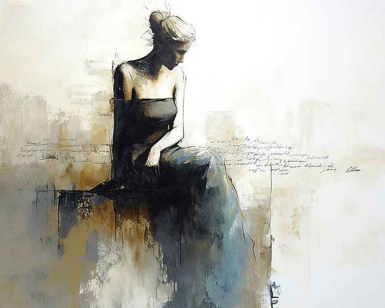 Femme abstraite - Solitude en script par Art Merveilleux