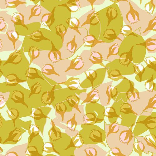 Bloemenmarkt Tokio. Bloesem in mosterd en roze