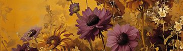Ockerfarbene Sonnenblumen | Ockergelbe Blumen von Blikvanger Schilderijen