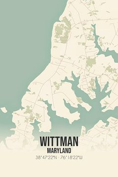 Vintage landkaart van Wittman (Maryland), USA. van Rezona