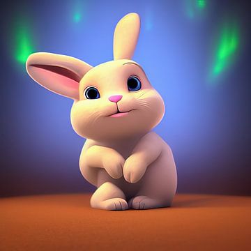 Mignon lapin blanc illustration 3d sur Laly Laura