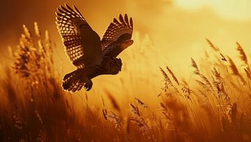 Owl at dusk panorama by TheXclusive Art