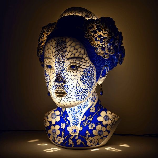 Geisha bleue de Delft par DNH Expressions