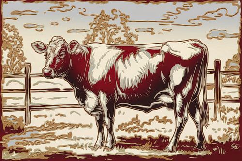 Landelijke koe in profiel