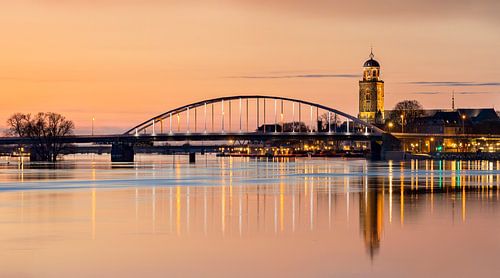Evening Red on the river IJssel in Deventer, Overijssel, the Netherlands