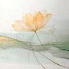 Minimalistische Lotus-Malerei - Zen-Wanddekoration mit goldenen Akzenten von Studio Pieternel