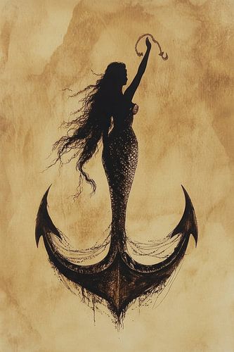 Zeemeermin tattoo met anker.