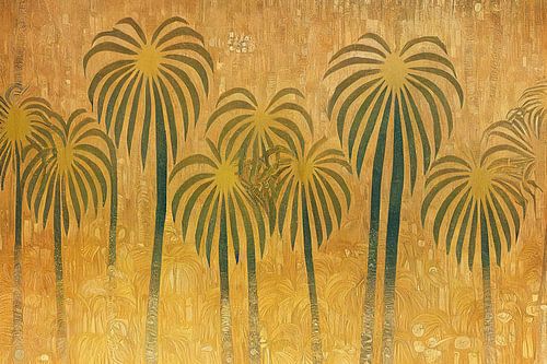 Abstract palm trees in the style of Gustav Klimt