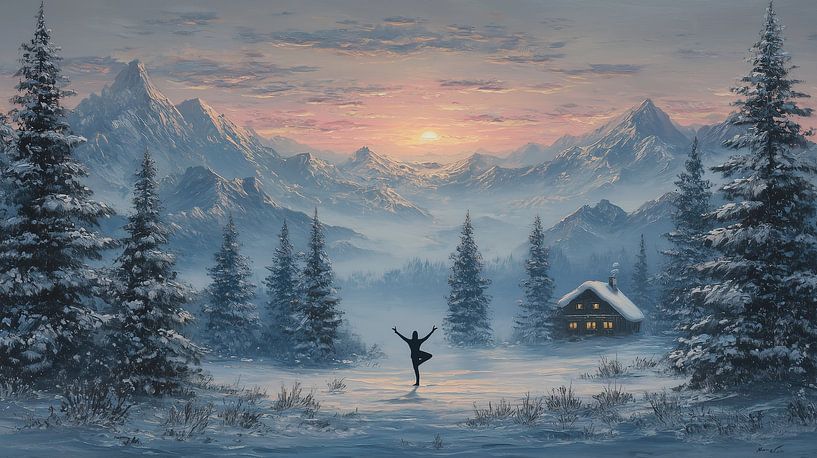 Winterlandschaft | Winterbaumpose Serenade von ARTEO Gemälde