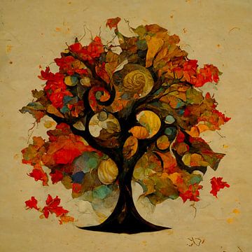 Oak tree in autumn by Zeger Knops