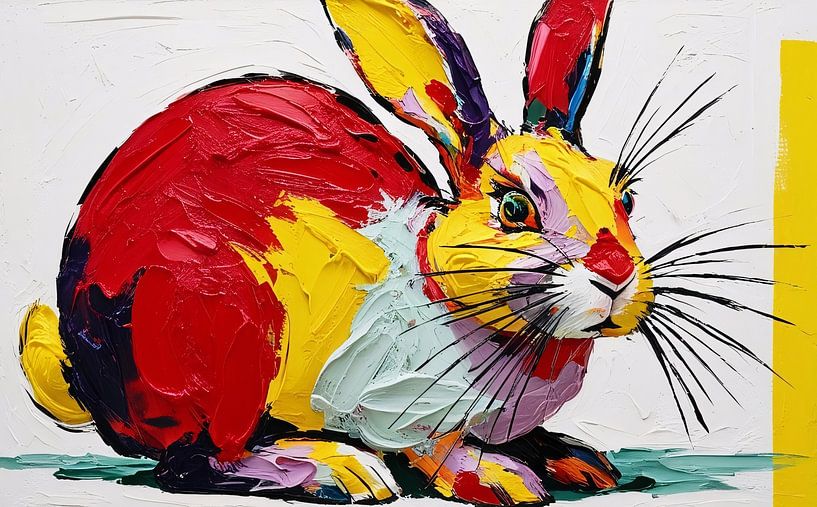 Buntes abstraktes Kaninchenbild von Art & Soul Creations