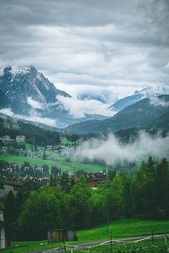 Misty valley in the Dolomites