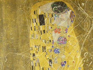 Kaart van Heemskerk met de Kus van Gustav Klimt van Map Art Studio