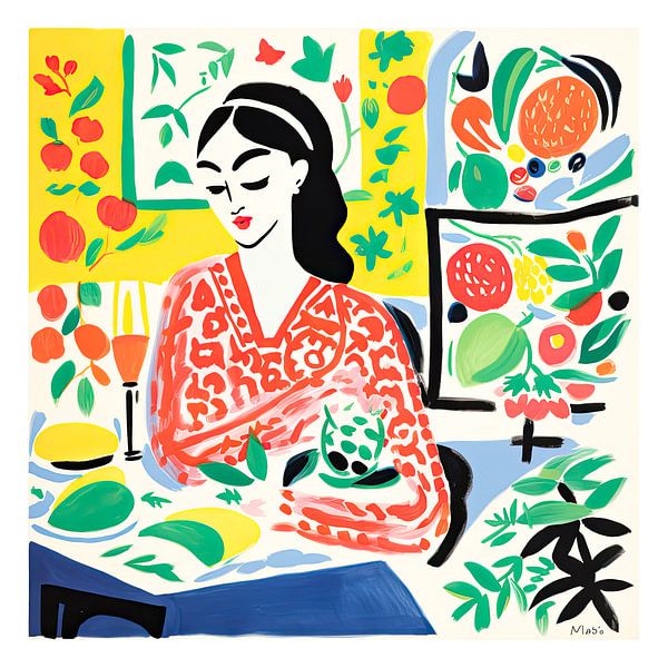 Semi-abstraktes Porträt einer Frau von Vlindertuin-Art