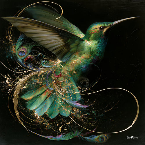 vogeltje in olieverf van Gelissen Artworks