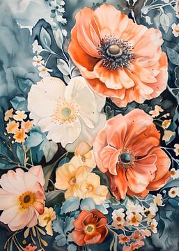 Aquarel Bloemen Nr. 5 van Andreas Magnusson