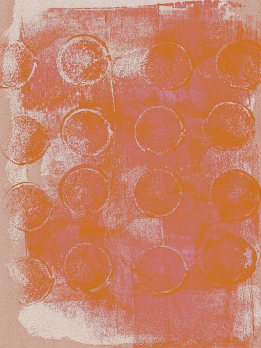 Abstracte wabi-sabi organische vormen in terracotta en roze.