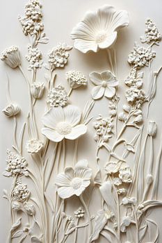 Fleurs monochromes en relief