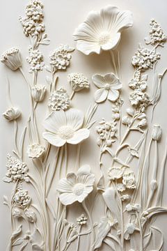 Monochrome bloemen in reliëf van Imperial Art House