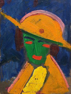 Hermann Stenner - Groene vrouw met gele hoed I (1913) van Peter Balan