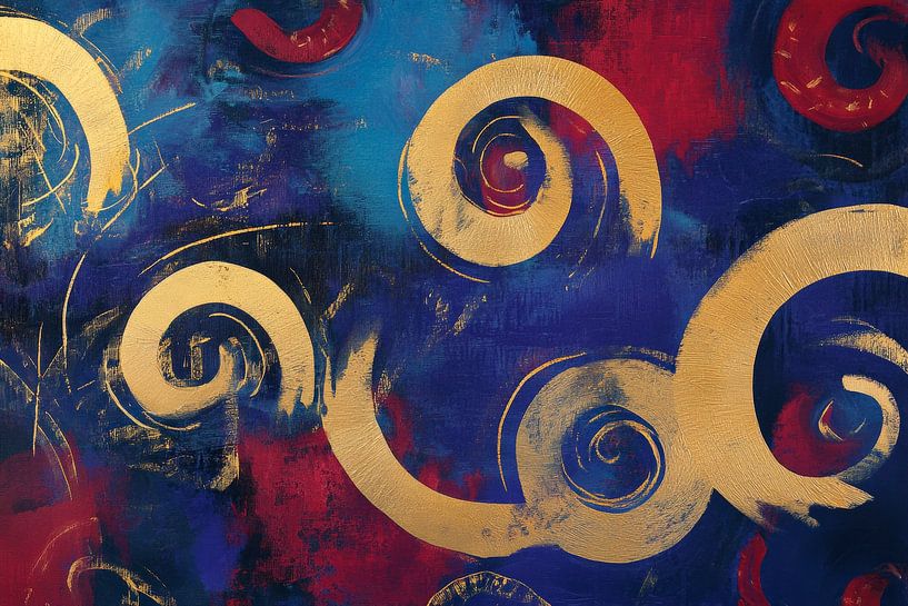 Vibrant colours and golden spirals by Poster Art Shop