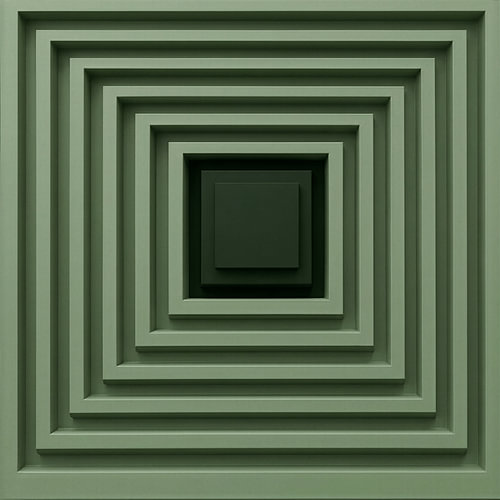 Carré géométrique en 3D, vert olive