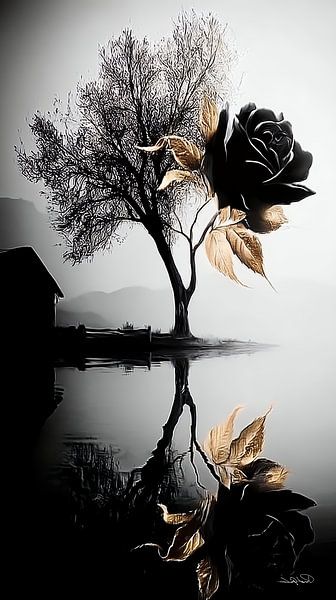 Rose in Rot, Schwarz oder Gold von Gelissen Artworks