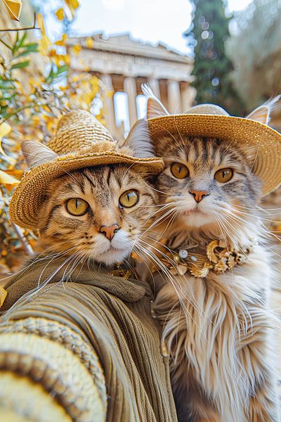 Katten selfie met de Akropolis van Poster Art Shop