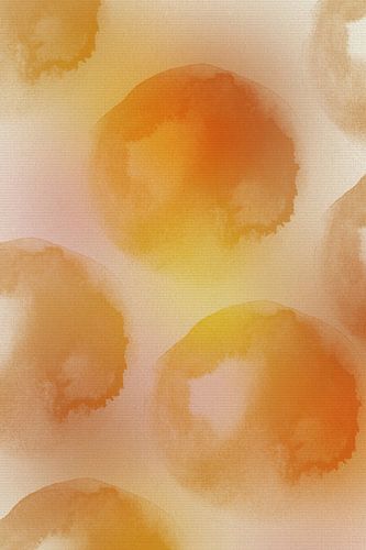 Delicate abstracte aquarelvormen in geel, oker en roze