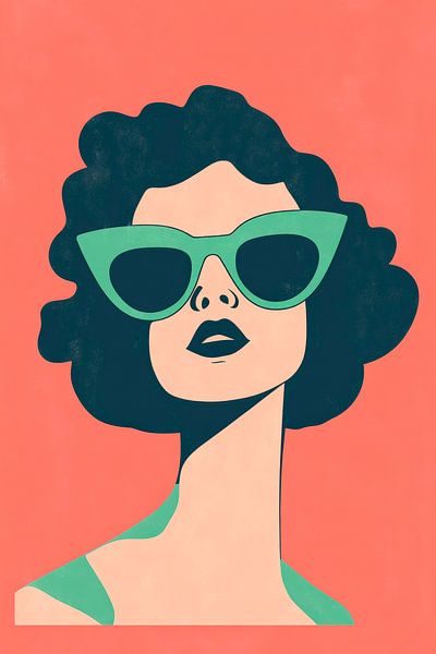 Vintage elegance with green sunglasses by Poster Art Shop