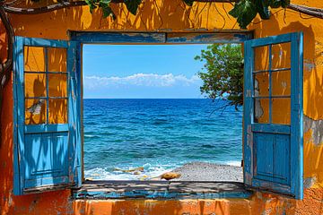 kijk uit het raam met zicht op een prachtig landschap van Egon Zitter