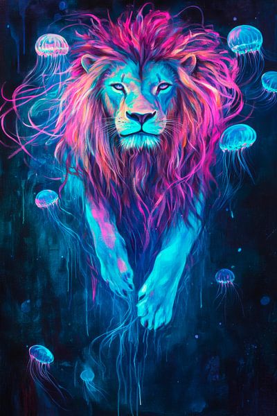 Colourful lion in the depths by Poster Art Shop