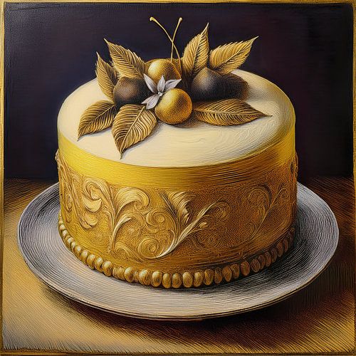 Decoratieve geschilderde taart als kunstwerk