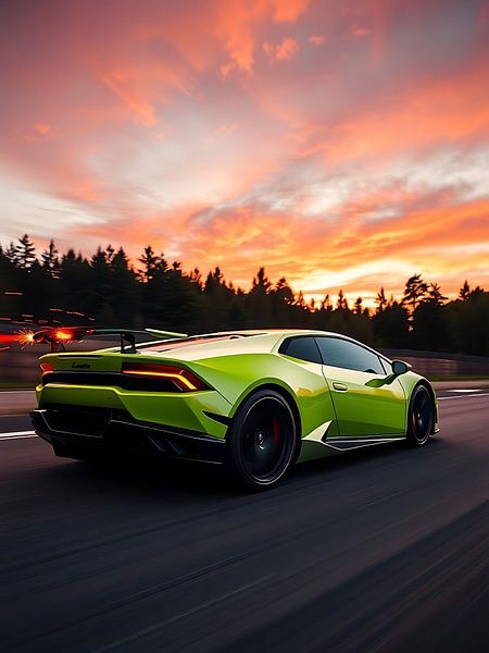Lamborghini Huracan Green Sunset Racing Track by MIROKKU