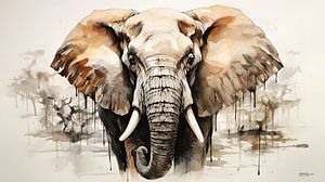 Federzeichnung eines Elefanten von Gelissen Artworks
