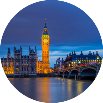 Londen in de avond - Big Ben en Palace of Westminster - 5 van Tux Photography