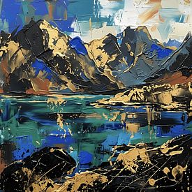 Golden peaks by the lake by ButterflyPix