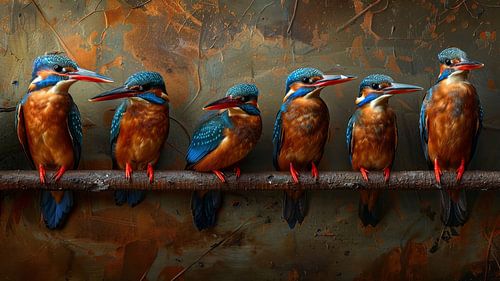 ijsvogels op een rij