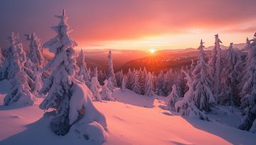 Wintermagie bij zonsopgang van fernlichtsicht